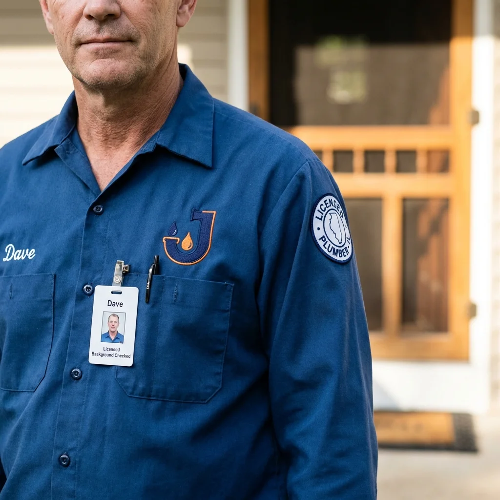 Licensed plumber showing ID badge in Corona, NY