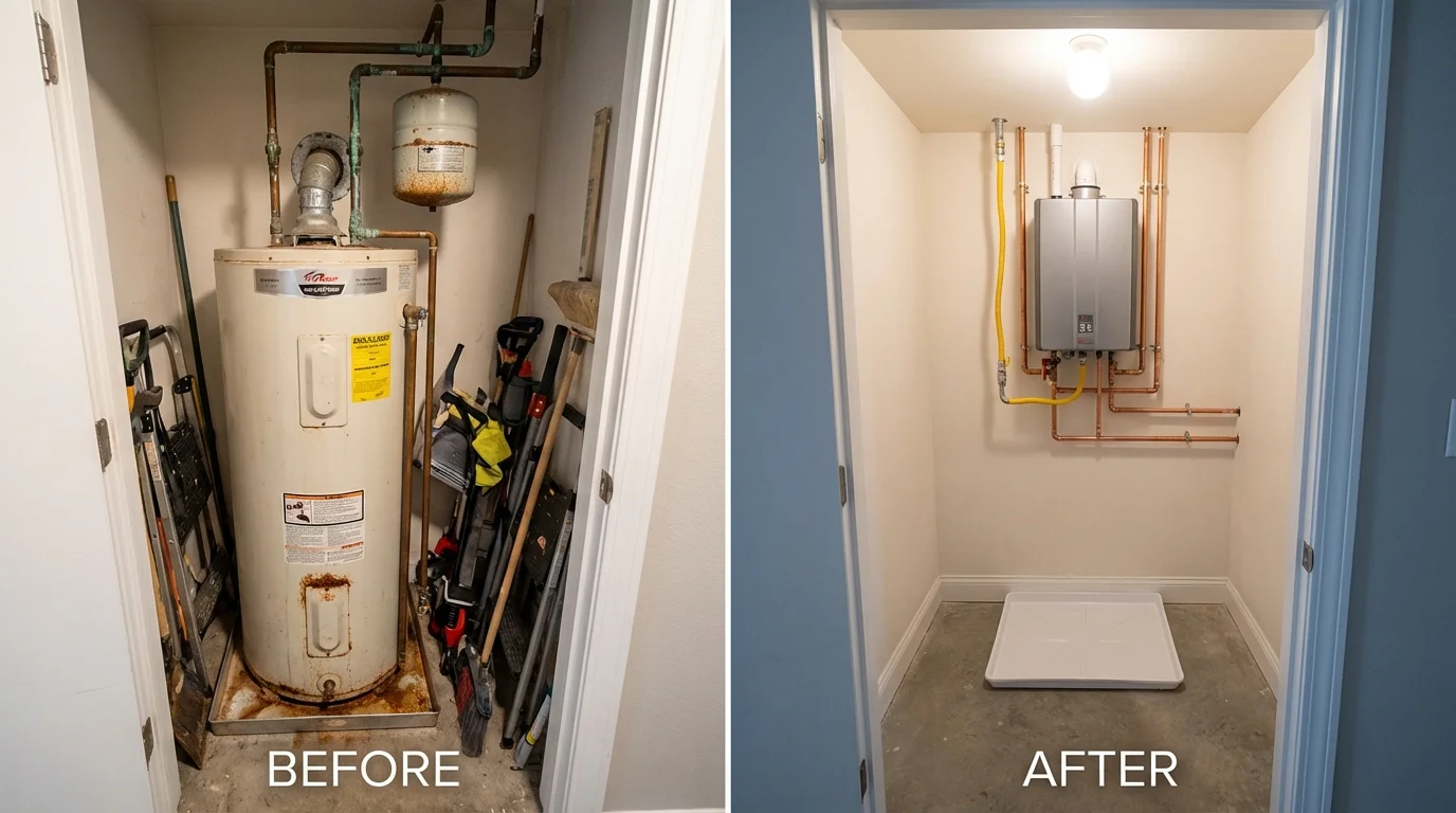 Tank water heater versus wall-mounted tankless unit comparison for Corona, NY homeowners