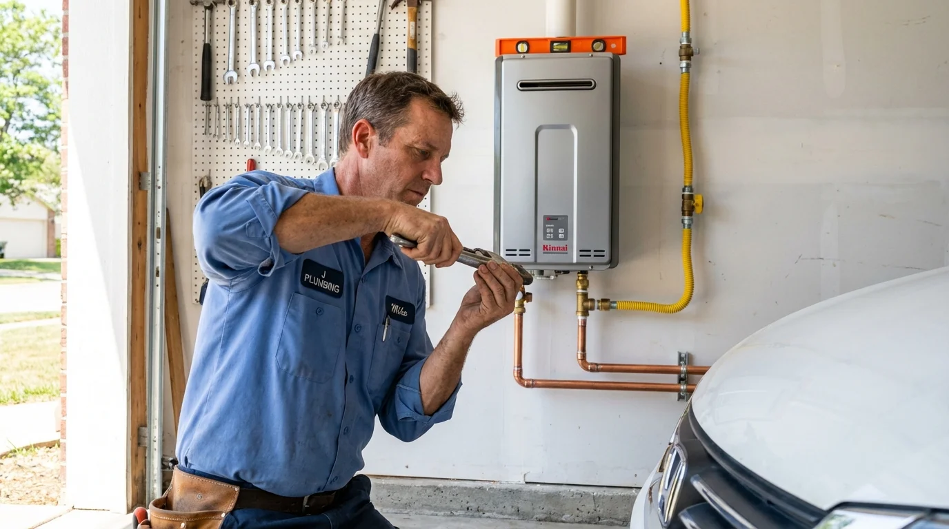 Tankless water heater installation by a Johns Plumbing LLC plumber in Corona